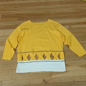 Yellow Women Top with White Accents